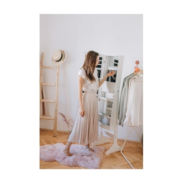 Bijeli stojeći ormarić za nakit s ogledalom i LED svjetlom Bonami Essentials Bien-image-2