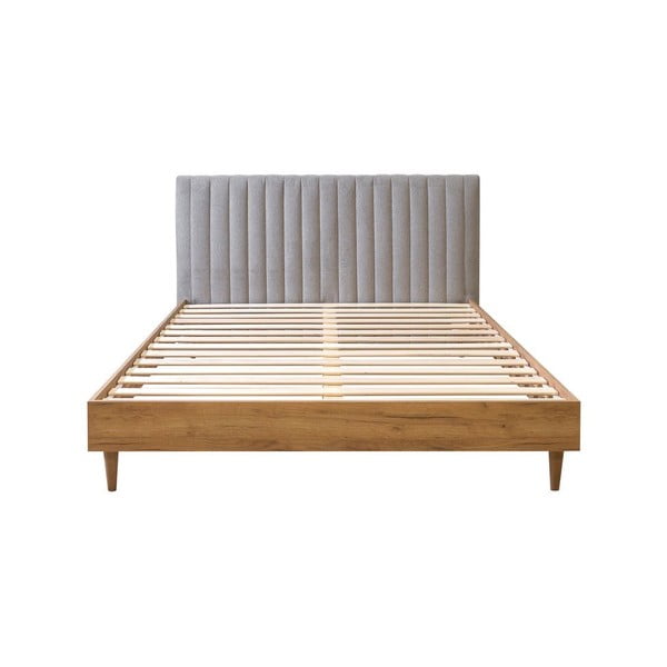 Svijetlo sivi/u prirodnoj boji bračni krevet s podnicom 180x200 cm Oceane – Bobochic Paris