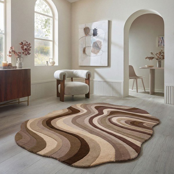 Smeđi/bež ručno rađen vunen tepih 160x230 cm Envy Wool – Flair Rugs-image-1