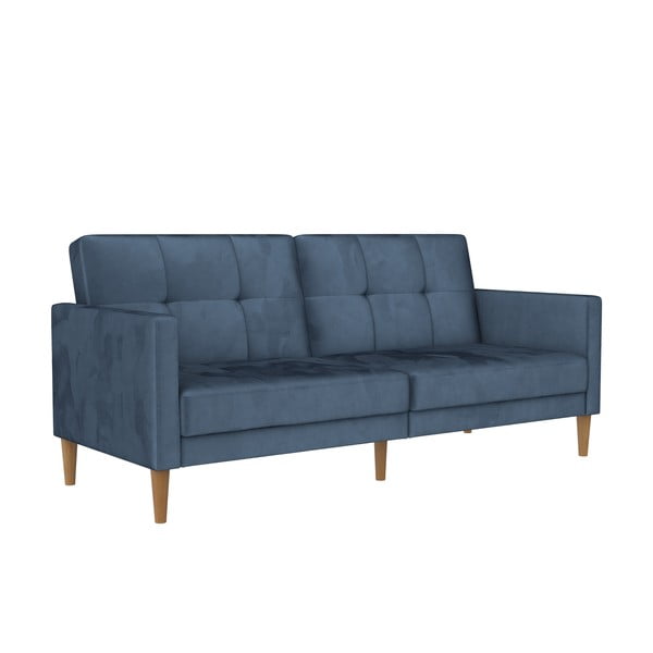 Plava baršunasti sklopiva sofa 207 cm Lilly – Støraa-image-3