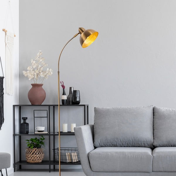 Mjedena stojeća svjetiljka s metalnim sjenilom (visina 162 cm) Marzeo – Opviq lights-image-1