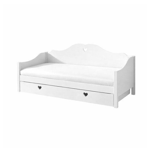 Bijeli dječji krevet od masivnog bora s dodatnim ležajem s prostorom za pohranu 90x200 cm AMORI – Vipack