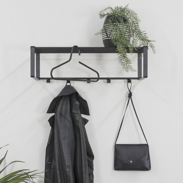 Crna metalna zidna vješalica s policom 70 cm Rex – Spinder Design-image-1