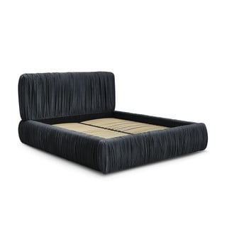 Svijetlo plavi tapecirani bračni krevet s prostorom za odlaganje s podnicom 160x200 cm Blair – Bobochic Paris