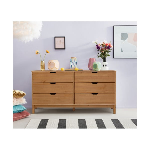 Niska komoda od masivnog bora u prirodnoj boji 150x75 cm Post – Støraa-image-1