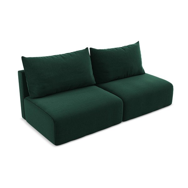 Tamno zelena baršunasti sklopiva/s prostorom za odlaganje sofa 216 cm Kalena – Makamii-image-3