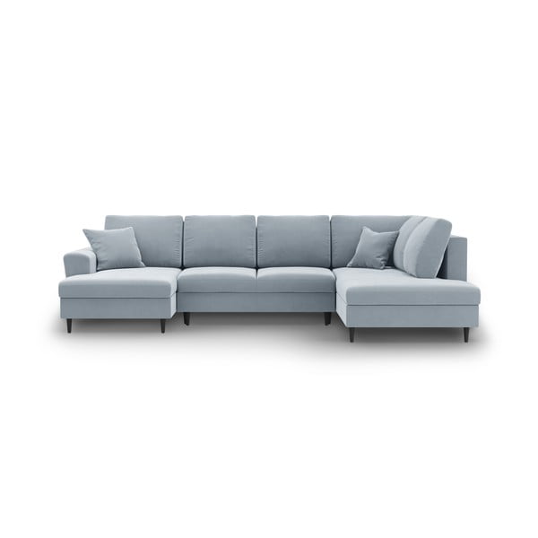 Svijetlo plava baršunasti sklopiva/s prostorom za odlaganje kutna garnitura (s desnim kutom/u obliku slova "U") Kyoto – Cosmopolitan Design