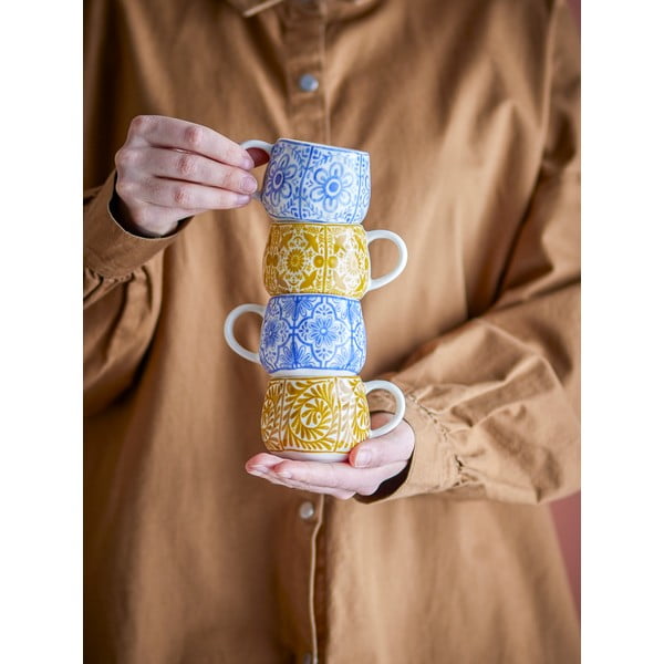 Plave/narančaste šalice u setu 4 kom za espresso od kamenine 155 ml Milton – Bloomingville-image-1