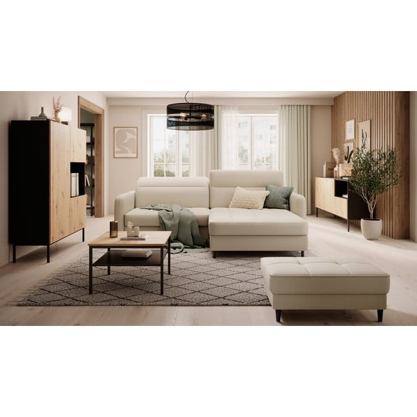 Bež baršunasti sklopiva/s prostorom za odlaganje kutna garnitura (s desnim kutom/s ležaljkom) Gomsi – ELTAP-image-1