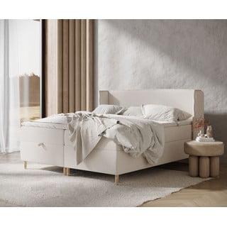 Krem boxspring krevet s prostorom za pohranu 200x200 cm Monpelli – Maison de Rêve
