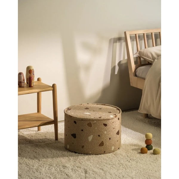 Svjetlo smeđi dječji tabure od bouclé tkanine/od šenila Terrazzo – Wigiwama-image-3