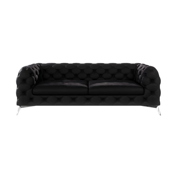 Crna baršunasti sofa 225 cm Chelsea – Ropez