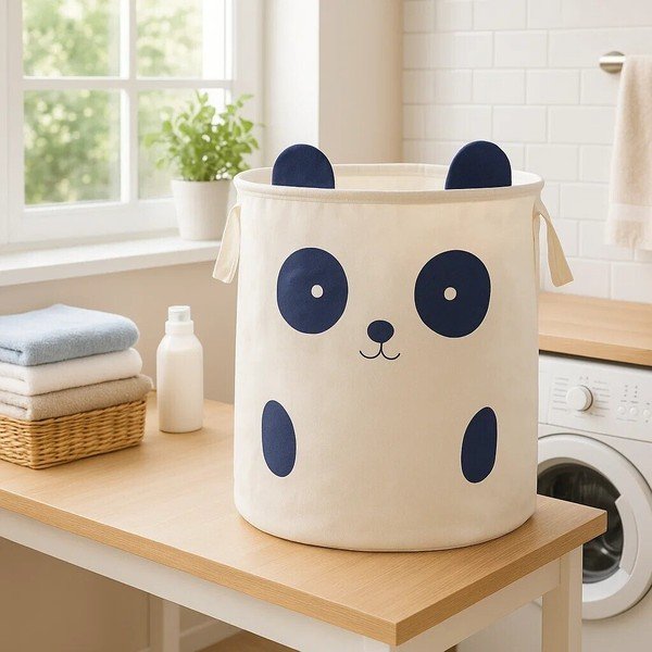 Bijela tekstilna dječja kutija za pohranu ø 38x48 cm Mimo Panda Face – Premier Housewares-image-4