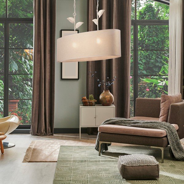 Viseća svjetiljka u zlatnoj boji s tekstilnim sjenilom Noemi – LAMKUR-image-2