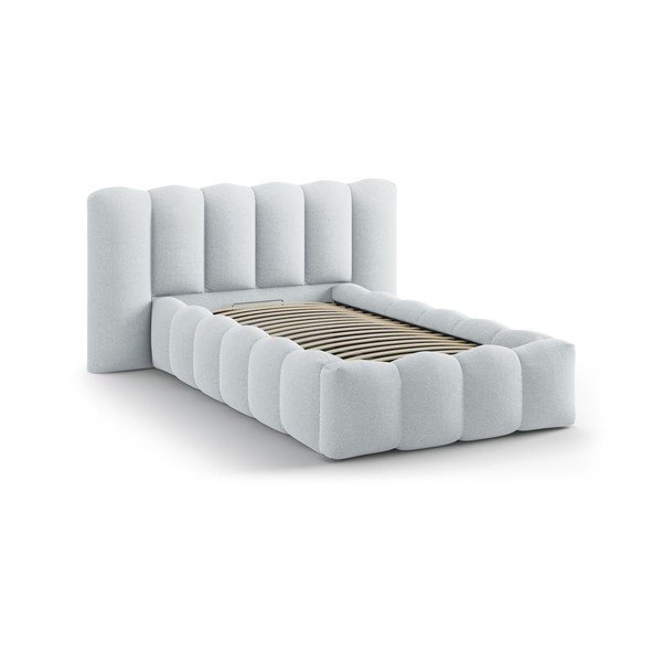 Svijetlo sivi tapecirani krevet s prostorom za odlaganje s podnicom 90x200 cm Lupine – Micadoni -image-2