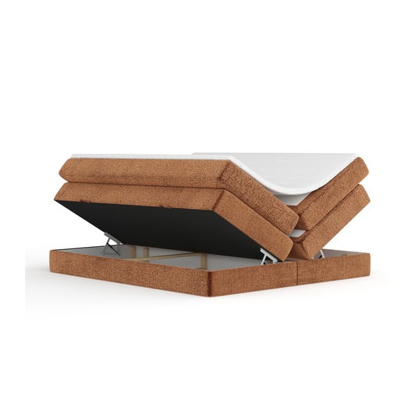 Narančasti boxspring krevet s prostorom za odlaganje/bez uzglavlja 160x200 cm Juniper – Maison de Rêve-image-2