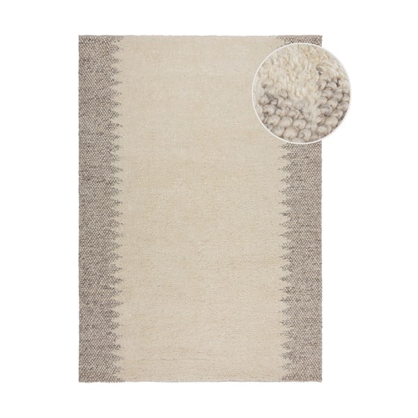 Krem ručno rađen tepih od mješavine vune 120x170 cm Minerals Border – Flair Rugs