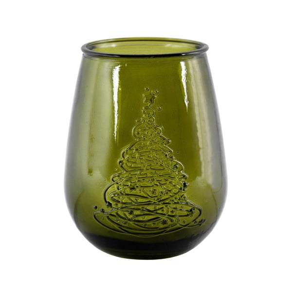 Zelena staklena vaza s božićnim motivom Ego Dekor Arbol de Navidad, visina 13 cm