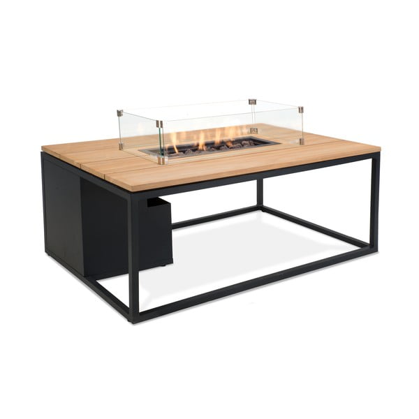 Crni vrtni stol s pločom od tikovine i ognjištem COSI Cosiloft, 120 x 80 cm-image-2