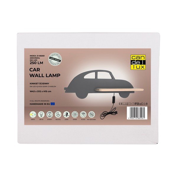 Siva dječja svjetiljka Car - Candellux Lighting-image-2