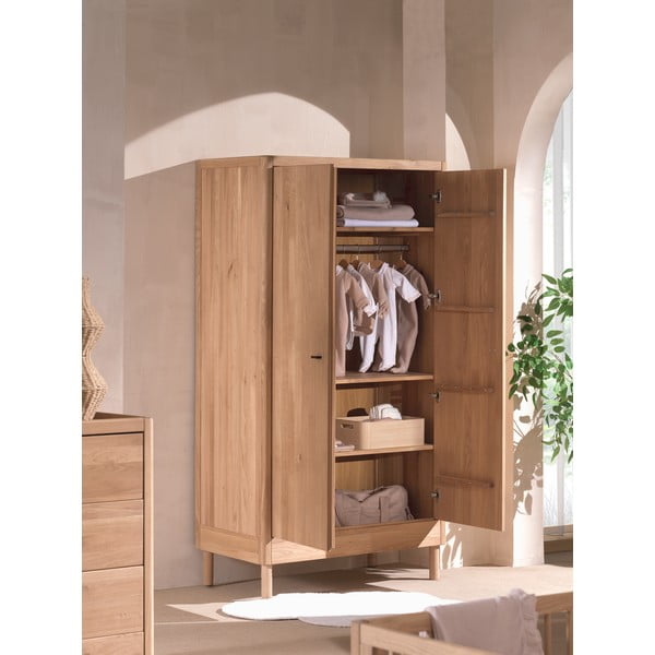 Dječja garderoba od punog hrasta u prirodnoj boji 100x190x55 cm Forrest – Vipack-image-4