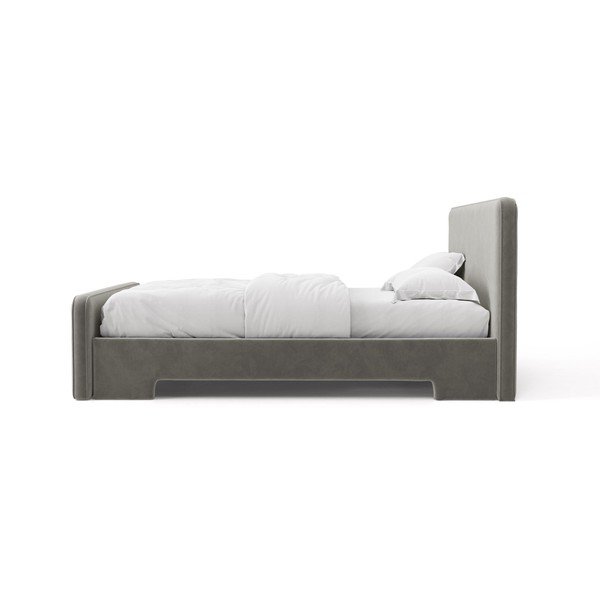 Sivi tapecirani bračni krevet s podnicom 140x200 cm Eda – Micadoni -image-3