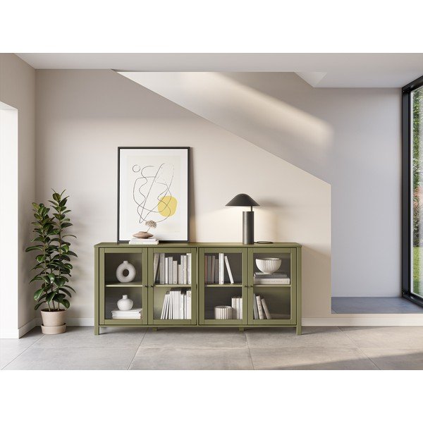 Zelena vitrina od masivnog bora 186x80x40 cm Alessandra – Marckeric-image-1