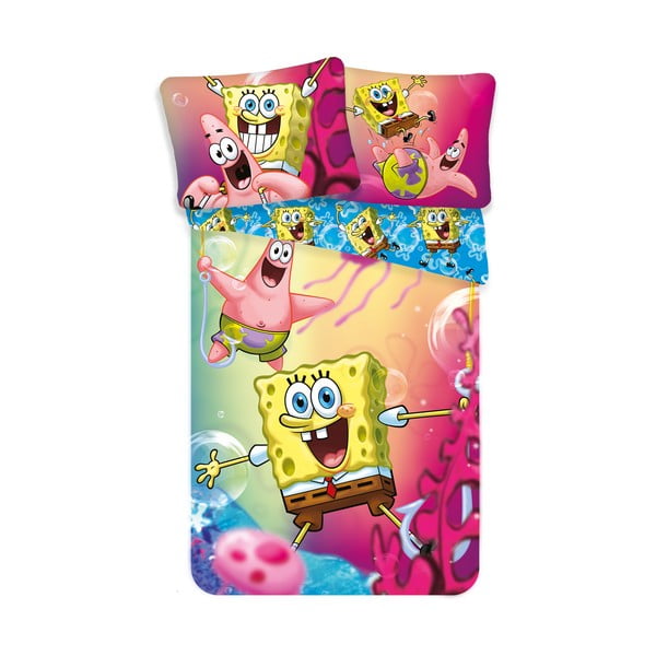 Pamučna dječja posteljina za krevet za jednu osobu 140x200 cm Sponge Bob – Jerry Fabrics