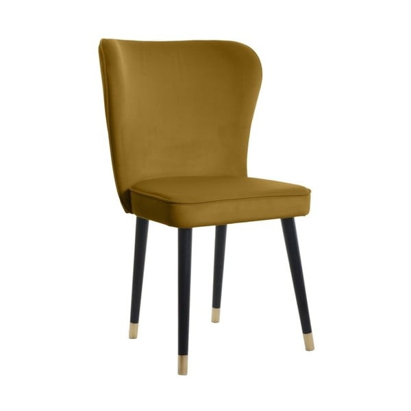 Blagovaonska stolica boje senfa sa zlatnim detaljima JohnsonStyle Odette French Velvet