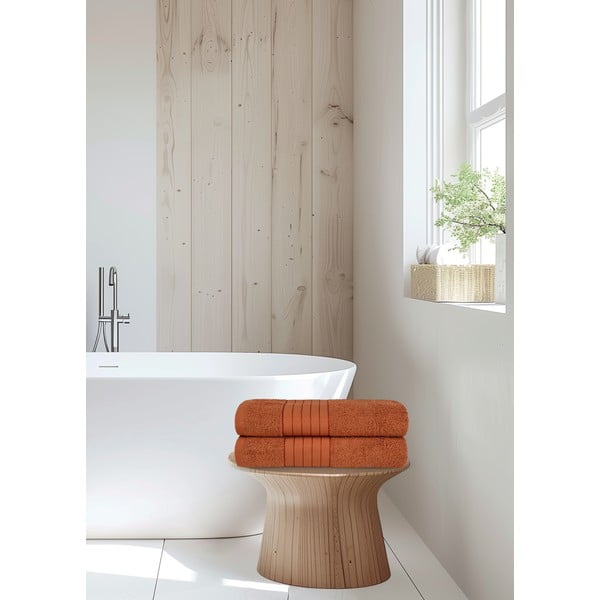 Ciglasti pamučni ručnici u setu 2 kom od frotira 70x140 cm – Good Morning-image-1