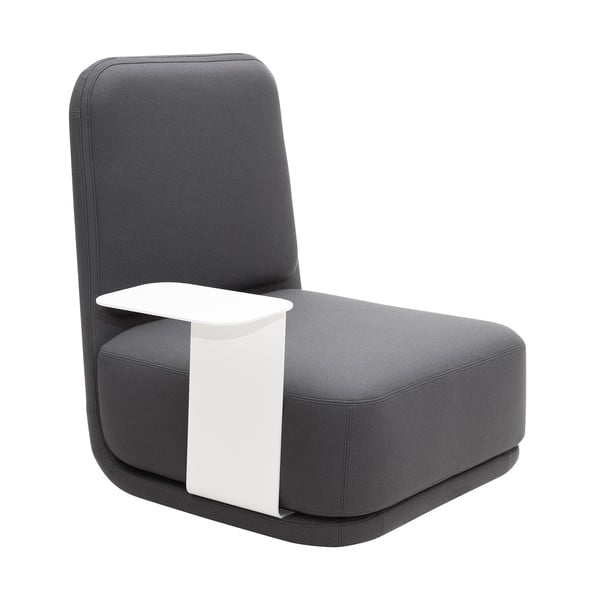 Tamno siva fotelja s bijelim metalnim stolom Softline Standby High + Side Table