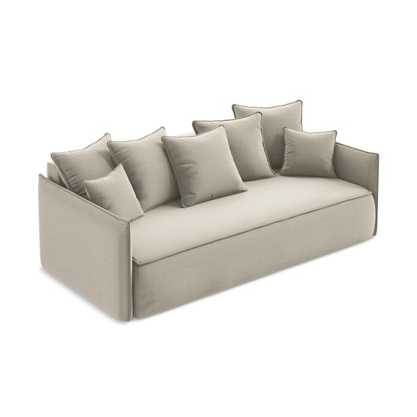 Bež baršunasti sklopiva/s prostorom za odlaganje sofa 225 cm Hula – Makamii-image-2