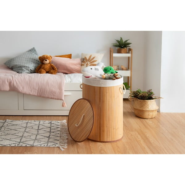Okrugla košara za rublje od bambusa Compactor Round-image-1