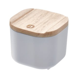 Siva kutija za pohranu s poklopcem od drveta paulovnije iDesign Eco, 9 x 9 cm