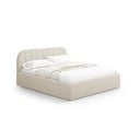 Krem tapecirani bračni krevet s prostorom za odlaganje s podnicom 200x200 cm Juno – Windsor & Co Sofas