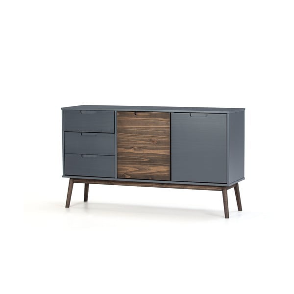 Antracit/tamno smeđa niska komoda od borovine 140x80 cm Nussa - Marckeric-image-2