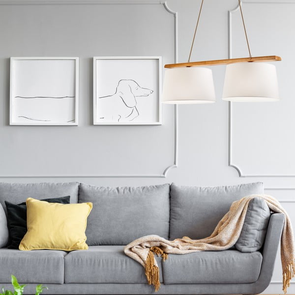 Smeđa viseća svjetiljka s tekstilnim sjenilom ø 35 cm Aida – LAMKUR-image-1