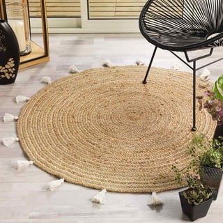 Bijeli/u prirodnoj boji okrugli tepih ø 120 cm Shira – douceur d'intérieur