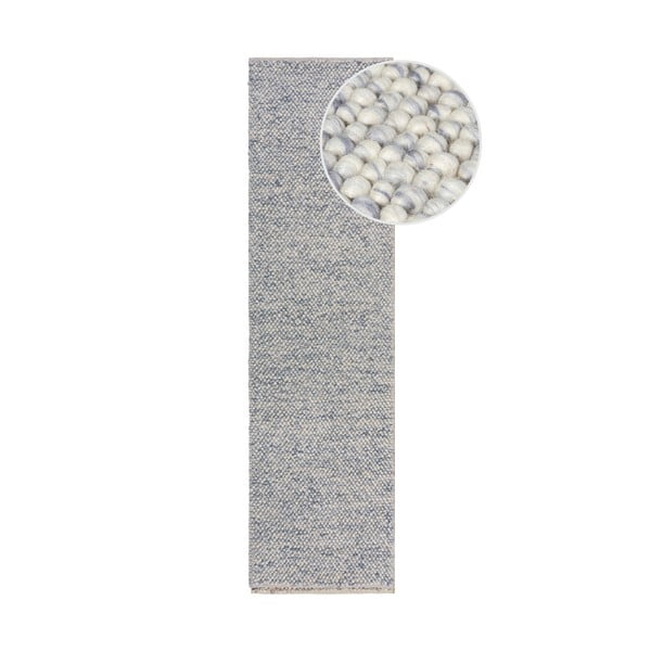 Svijetlo plava ručno rađena staza od mješavine vune 60x230 cm Minerals – Flair Rugs