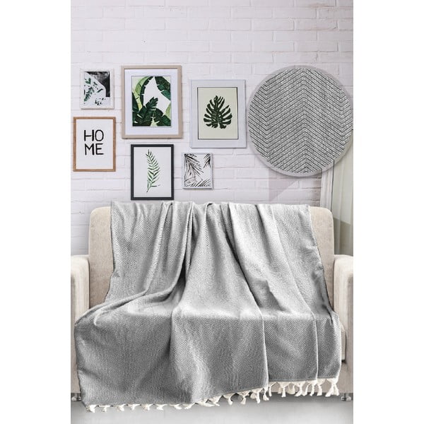 Sivi pamučni prekrivač Viaden HN, 170 x 230 cm