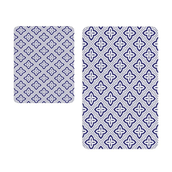 Bijelo-plave kupaonske prostirke u setu od 2 kom - Oyo Concept