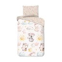 Smeđa/bež pamučna dječja posteljina za krevet za jednu osobu 140x200 cm Hugs – Good Morning