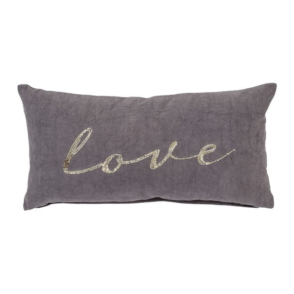 Sivi pamučni jastuk Bloomingville Love, 60 x 30 cm