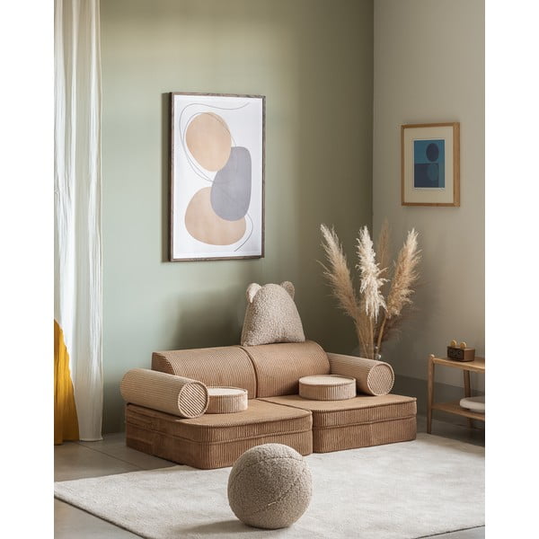 Smeđi dječji kauč od samta 132 cm Settee – Wigiwama-image-4