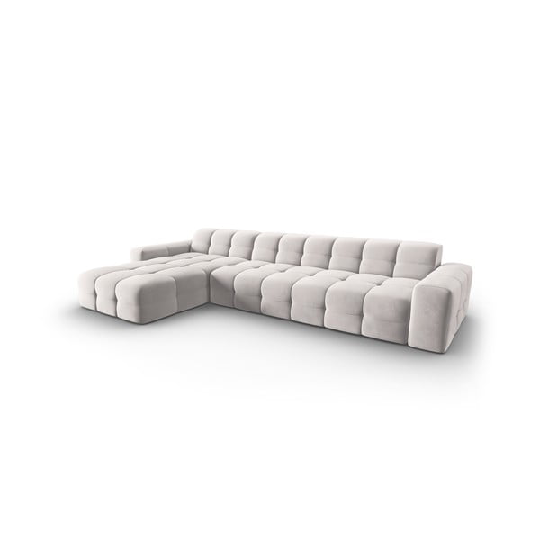 Svjetlo siva baršunasta kutna garnitura (lijevi kut) Kendal - Micadoni Home-image-3