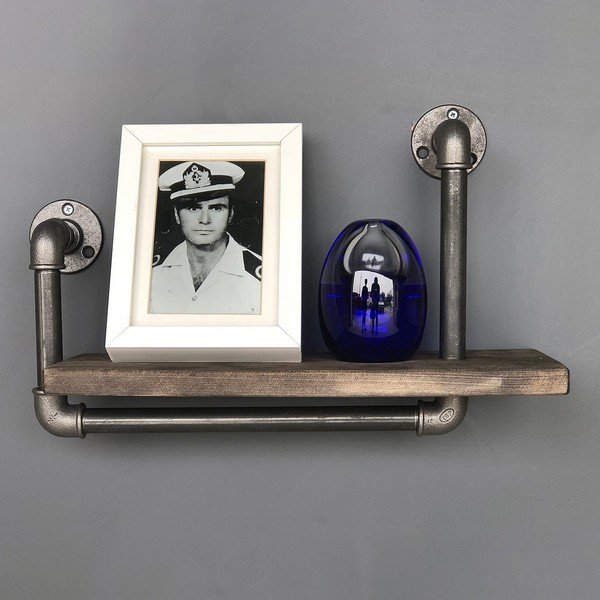 Drvena zidna polica s metalnom cijevi Boruraf Angela-image-4