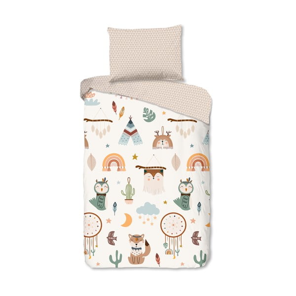 Bež pamučna dječja posteljina za krevet za jednu osobu 140x200 cm Remi – Good Morning