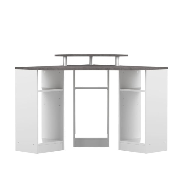 Bijeli radni stol s pločom u dekoru betona 94x94 cm - TemaHome 
