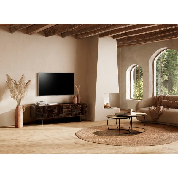 Tamno smeđa TV komoda od masivnog manga 145x48x40 cm Kalai – MOME-image-1