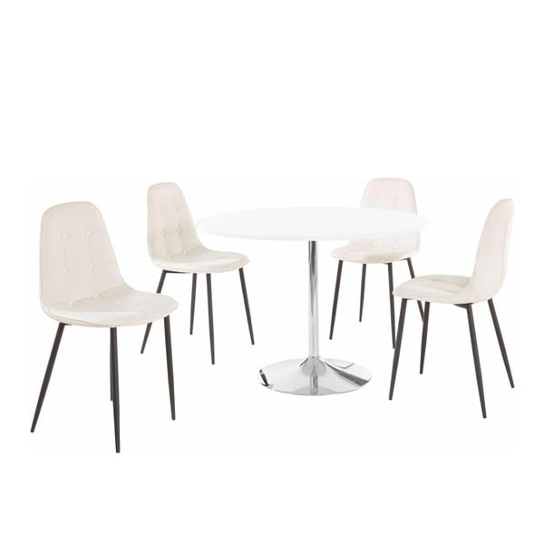 Set okruglog stola za blagovanje i 4 bijele Støraa Terri stolice